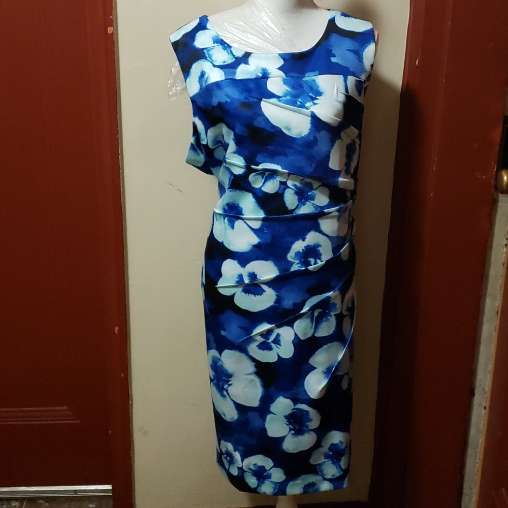 Calvin Klein Women Blue & White Dress Size 22W - Picture 1 of 14